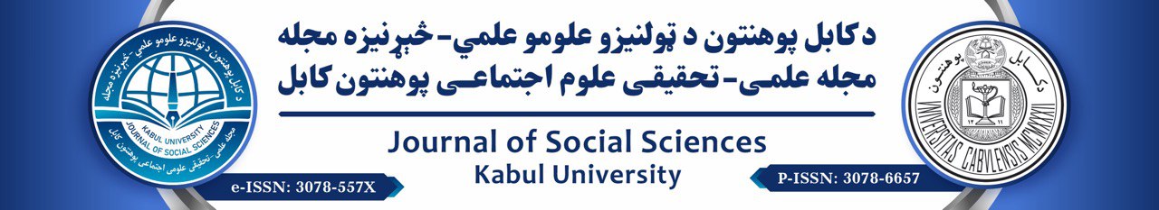 A title image written Journal of Social Sciences in 3 languages, English, Persian and Pashtu.